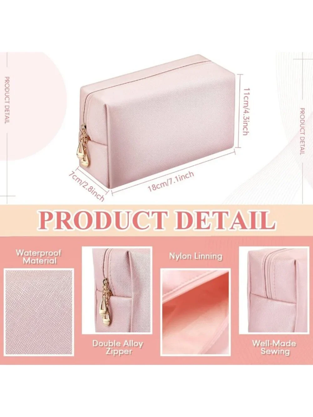 Stylish Waterproof Makeup Bags - PU Leather Cosmetic Pouches for Travel